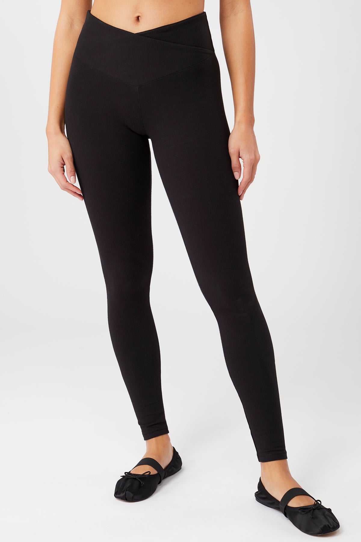 Leggings With Cross Front Waistband