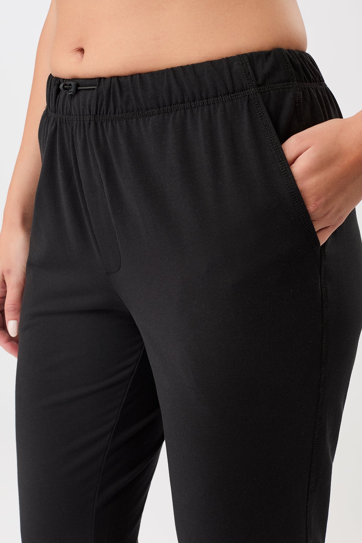 Mandala Trainings Hose Schwarz Detail Bund - Relaxed Fit Pant