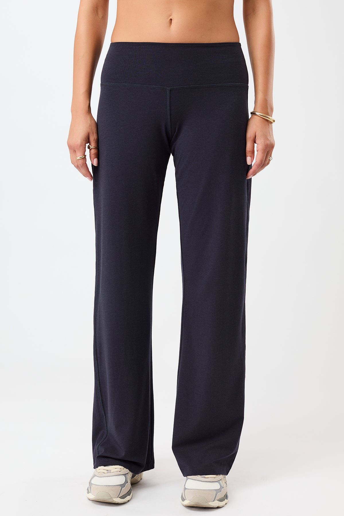 Mandala Fitness Hose Blau Front - Wide Leg Pants