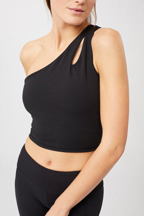 Mandala Fitness Bra Schwarz Detail - Cropped Shoulder Top 