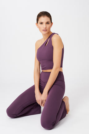 Cropped Shoulder Top + Flared Sports Pants (Purple Passion)