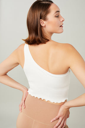 Mandala Yoga Bra Weiß Rückseite - One Shoulder Top