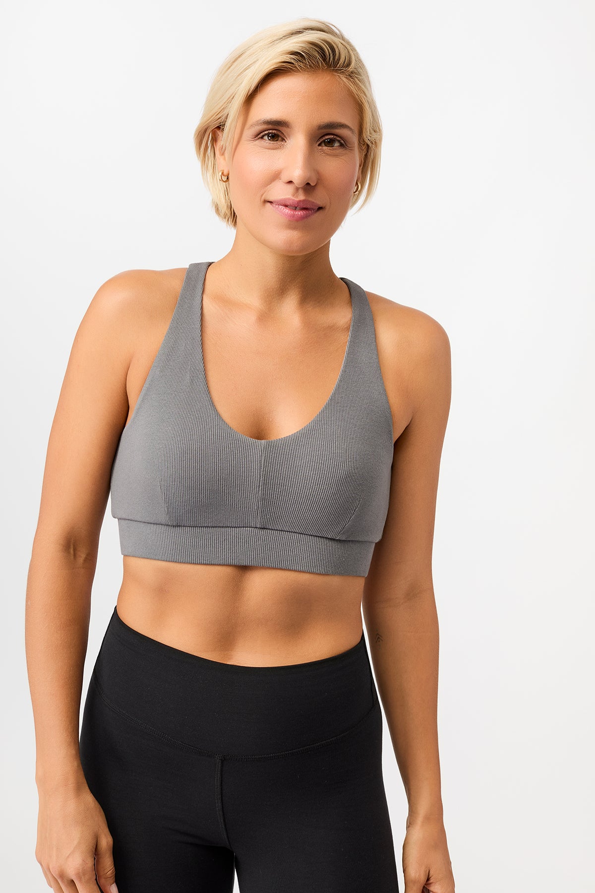 Mandala Trainings Bra Grau Front - Rib Bra 2.0