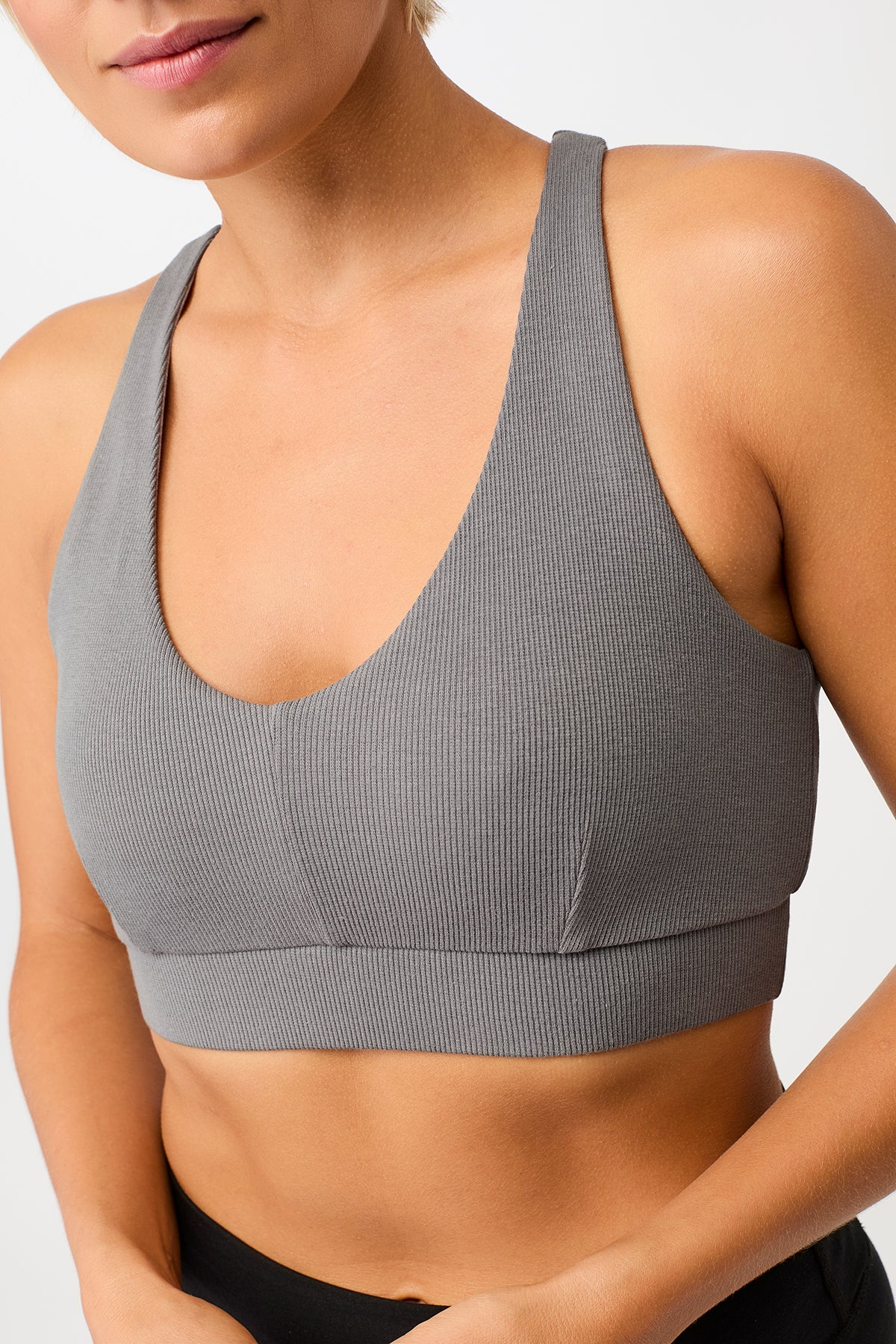 Mandala Trainings Bra Grau Detail - Rib Bra 2.0