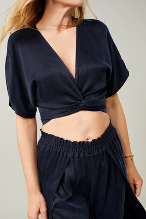 Mandala Yoga Jacke Blau Detail - Wrap Top Oversize