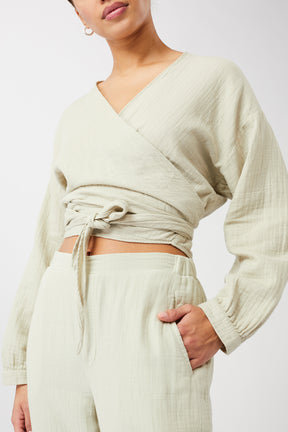 Mandala Yoga Jacke Grün Detail - Wrap Top