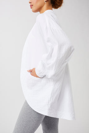 Mandala Yoga Jacke Weiß Seite - Kimono
