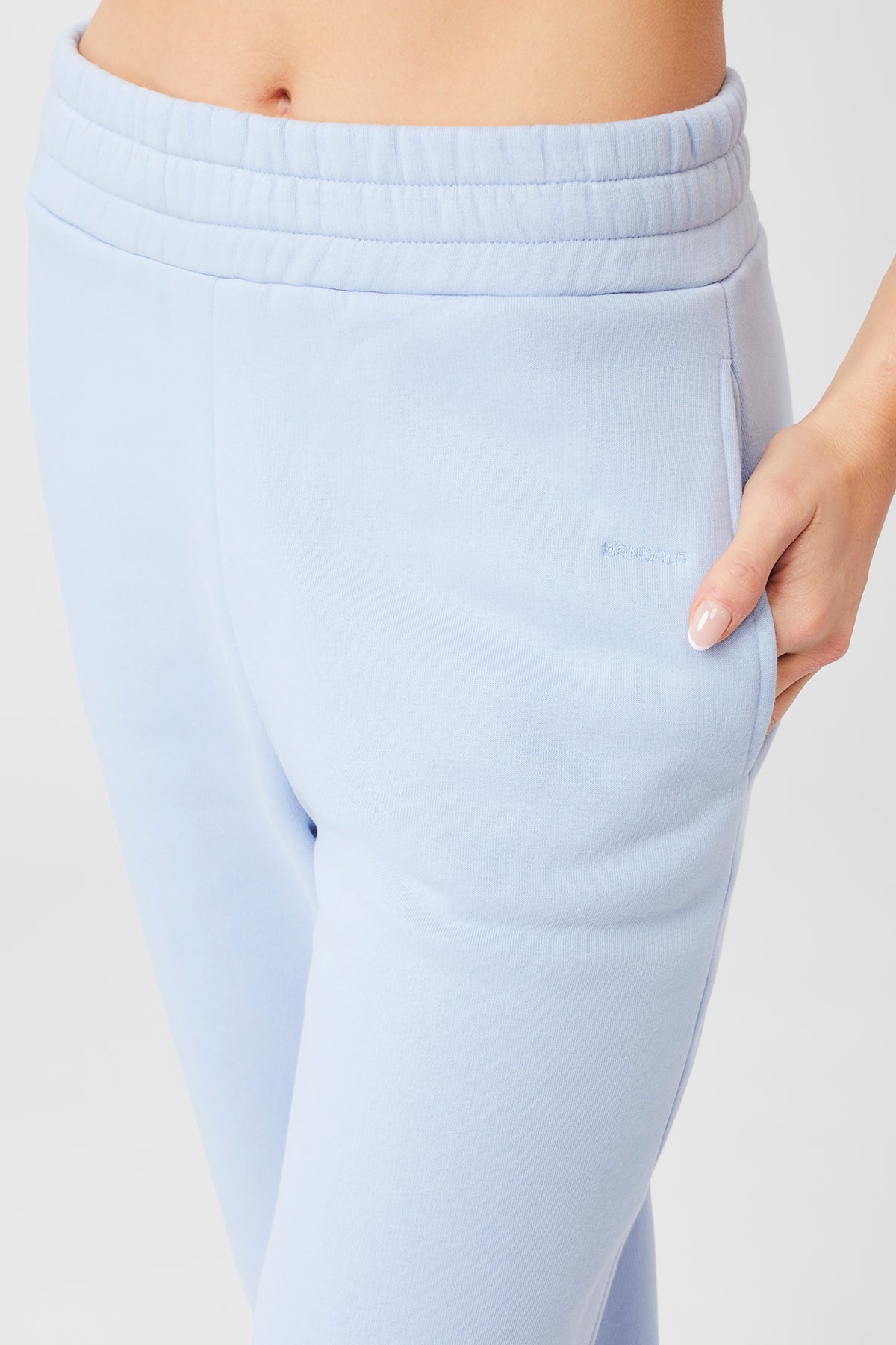 Mandala Natural Dye Track Pants for women in the color Sky Blue