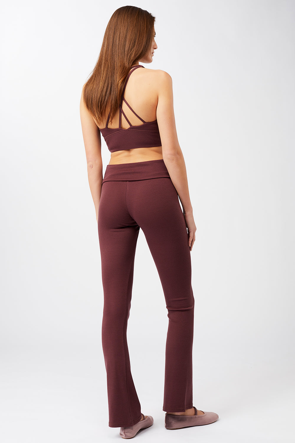 Mandala Fitness Pant Rot Outfit Rückseite - Ribbed Rolldown