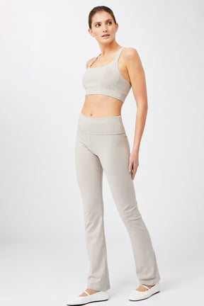 Mandala Yoga Pant Beige Outfit Front - Roll Down Pants