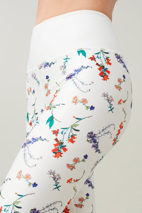 Extra Support Bra + Printed Legging (White + Milles Fleurs)