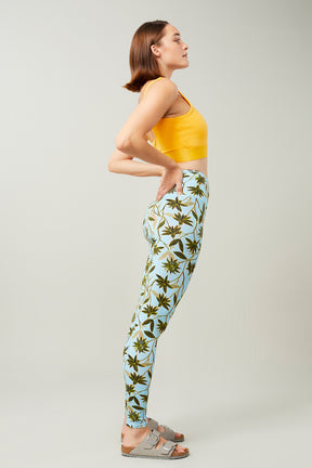 Mandala Yoga Legging Blumen Print Outfit Seite - Printed Leggings