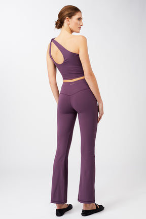 Cropped Shoulder Top + Flared Sports Pants (Purple Passion)