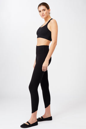 Mandala Yoga Legging Schwarz Outfit Seite - Cropped Waveline Legging