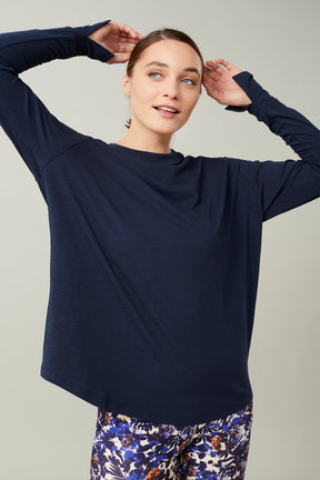 Mandala Yoga Shirt Blau Front - Active Long Sleeve