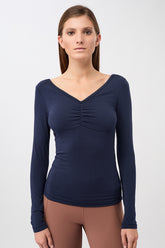 Mandala Fitness Shirt Blau Front - Top Celine