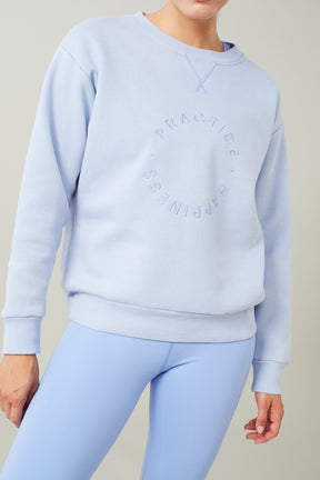 Mandala Yoga Pullover Blau Detail - Practice Happiness Sweater
