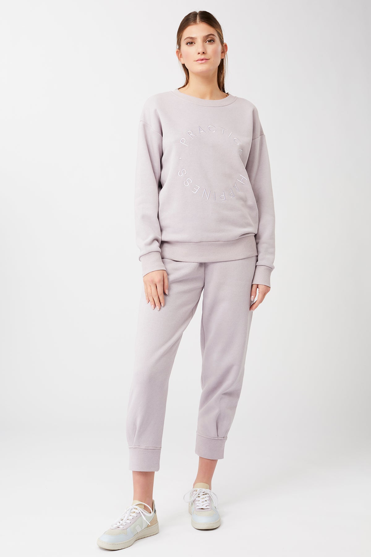 Practice Happiness Sweater + Natural Dye Track Pants (Magnolia)