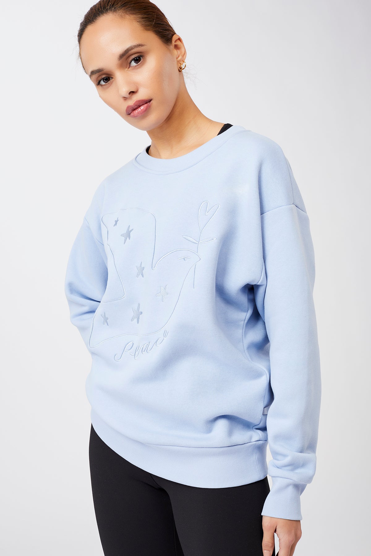 Mandala Yoga Pullover Blau Front - Peace Sweater