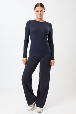 Mandala Fitness Hose Blau Outfit Front - Wide Leg Pants