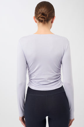 Mandala Sport Shirt Lila Rückseite - Side Ruffled Longsleeve