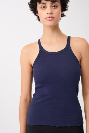 Mandala Sport Top Blau Front - Ribbed Tank Top