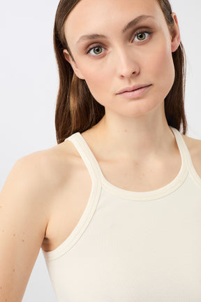 Mandala Sport Top Weiß Detail Front - Ribbed Tank Top