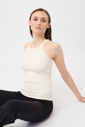 Mandala Sport Top Weiß Front - Ribbed Tank Top