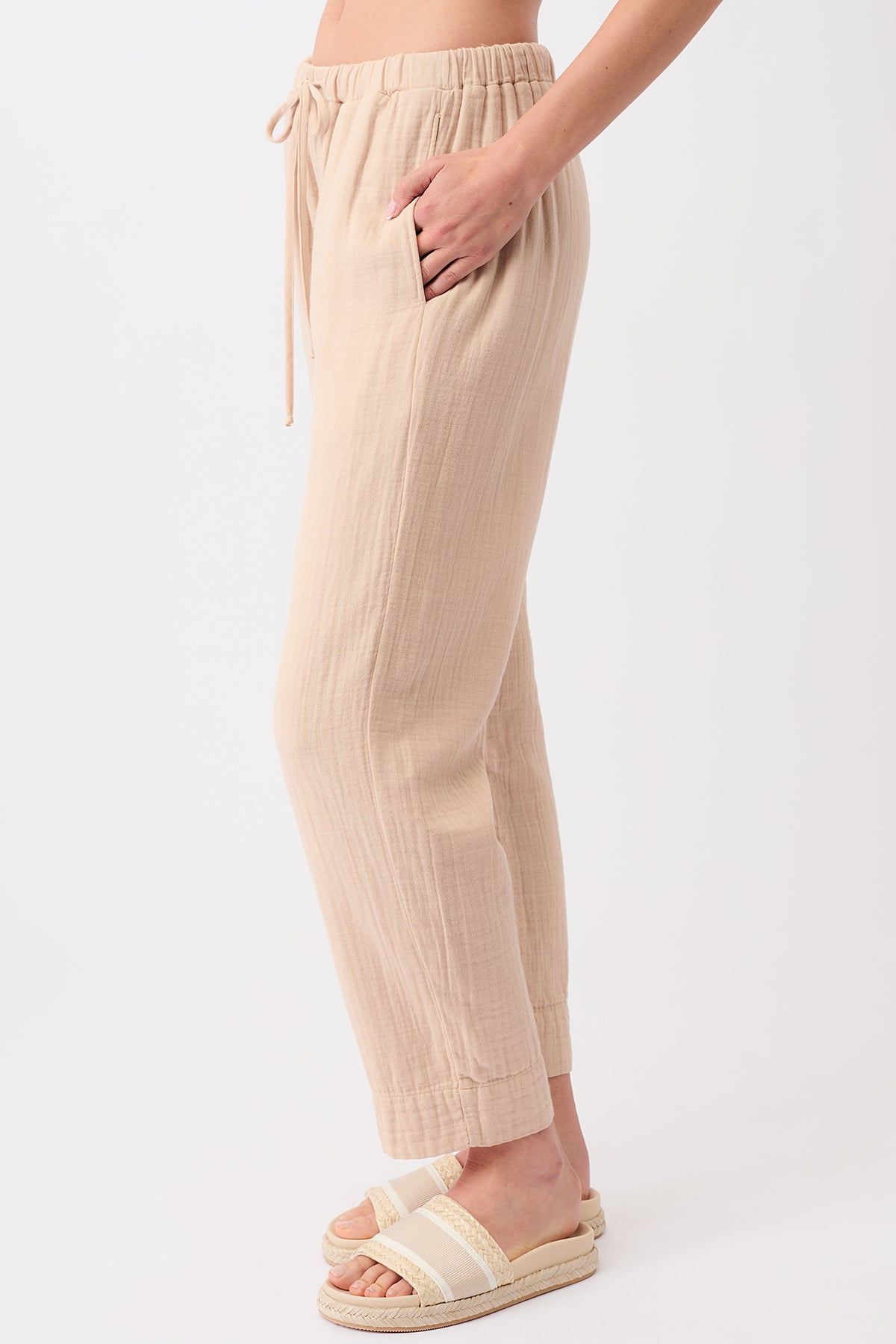 Mandala Fitness Pant Beige Seite - Relaxed Fit Pant