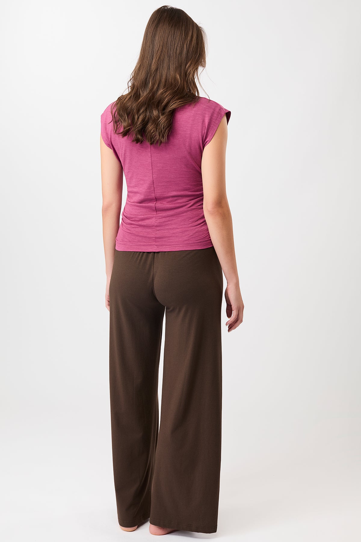 Mandala Active Top Pink Outfit Rückseite - Side Ruffled Top
