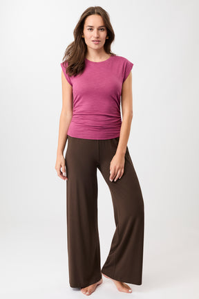 Mandala Active Top Pink Outfit Front - Side Ruffled Top