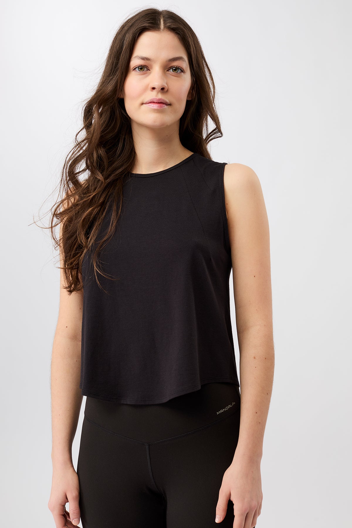 Mandala Active Top Schwarz Front - Cropped Tank Top