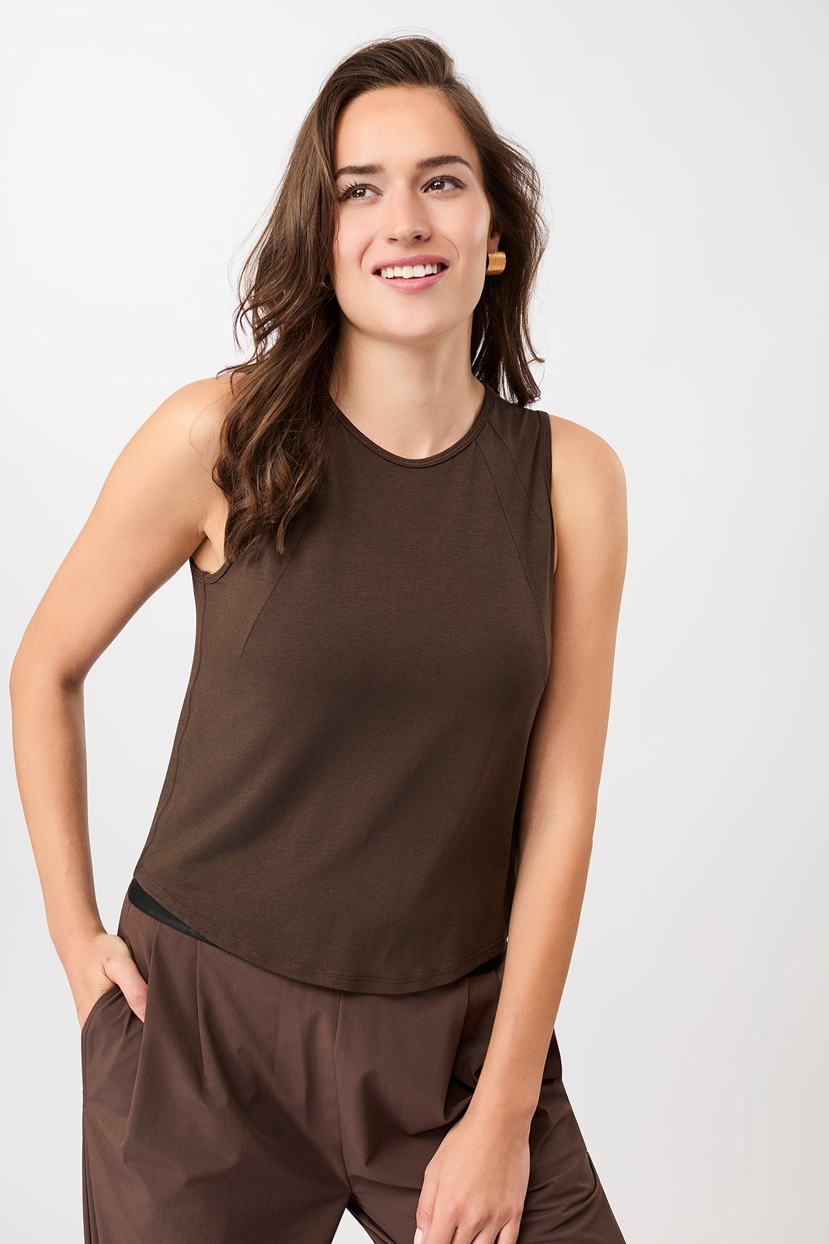 Mandala Active Top Braun Front - Cropped Tank Top