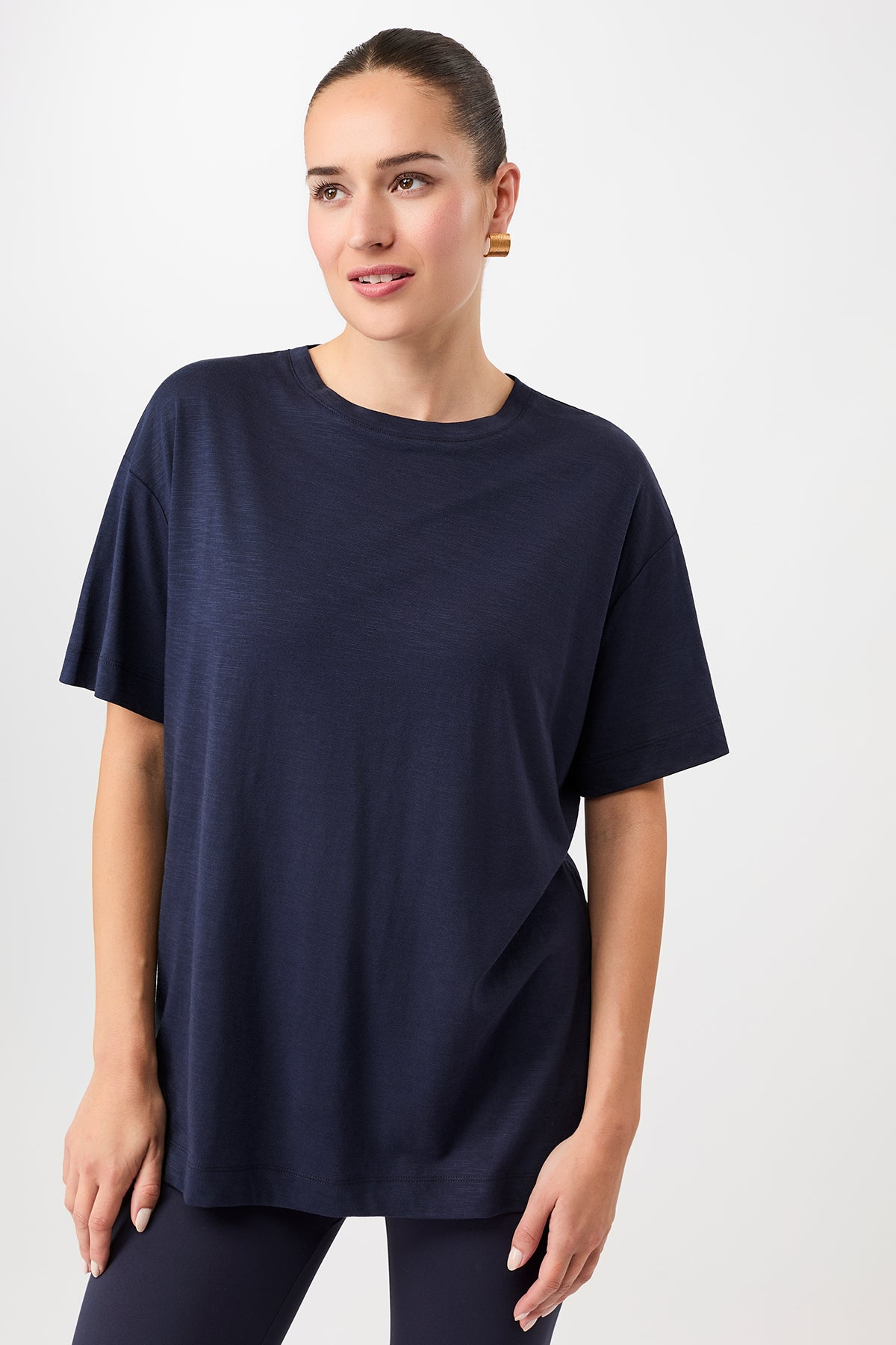 Mandala Fitness T-Shirt Blau Front - Boyfriend Tee