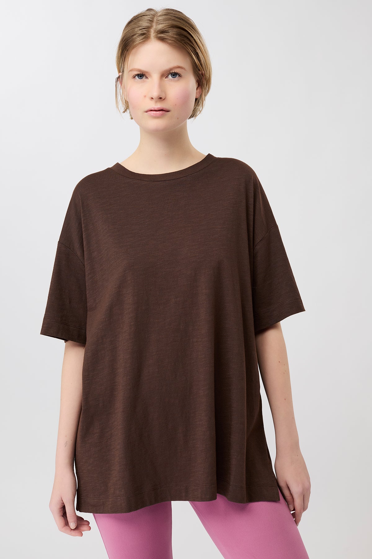 Mandala Fitness T-Shirt Braun Front - Boyfriend Tee