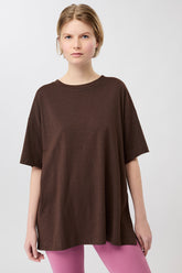 Mandala Fitness T-Shirt Braun Front - Boyfriend Tee