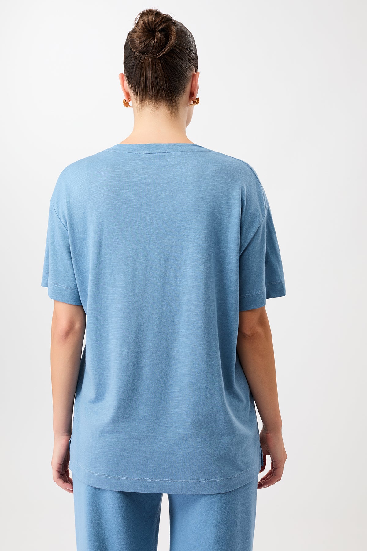 Mandala Fitness T-Shirt Blau Rückseite - Boyfriend Tee