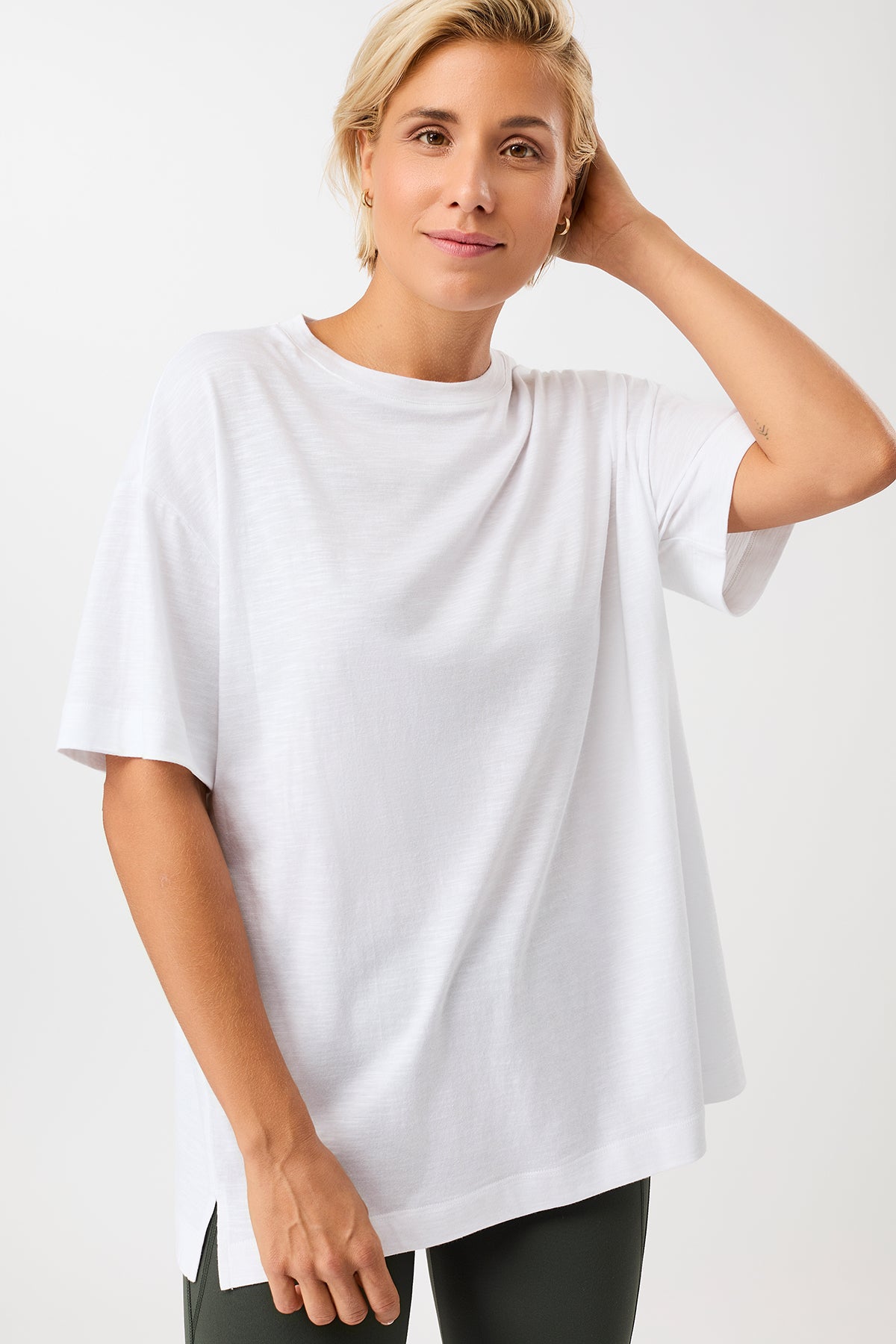 Mandala Fitness T-Shirt Weiss Front - Boyfriend Tee