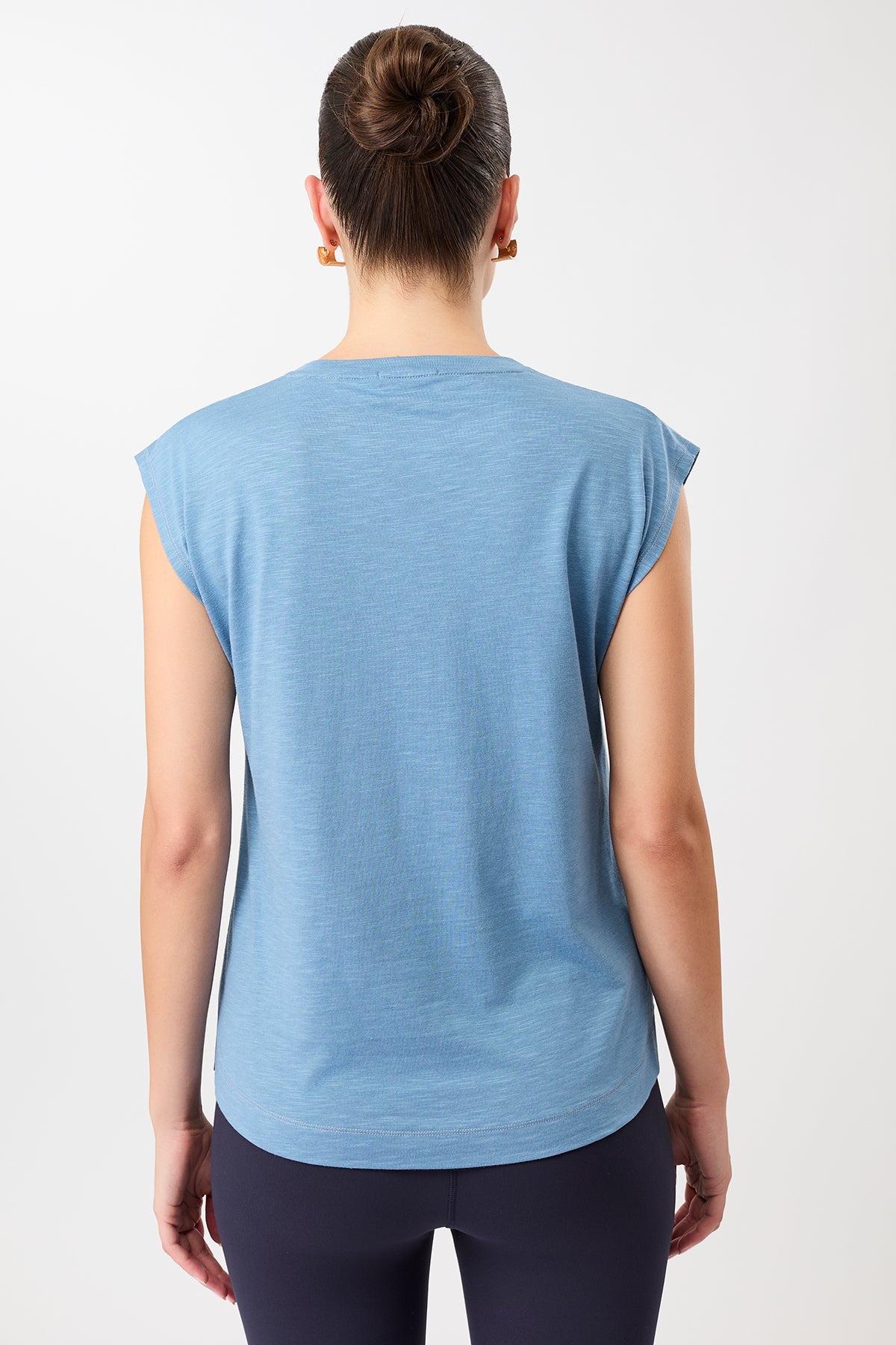 Mandala Fitness T-Shirt Blau Rückseite - Train Today Top
