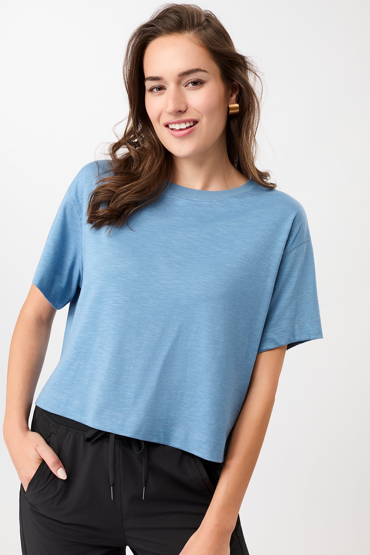 Mandala Active T-Shirt Blue Front - Boxy Tee