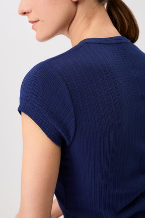 Mandala Sport Shirt Blau Detail - Piqué Roundneck