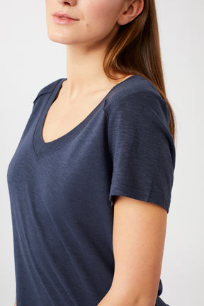 Mandala Yoga Shirt Blau Detail - The New V-Neck