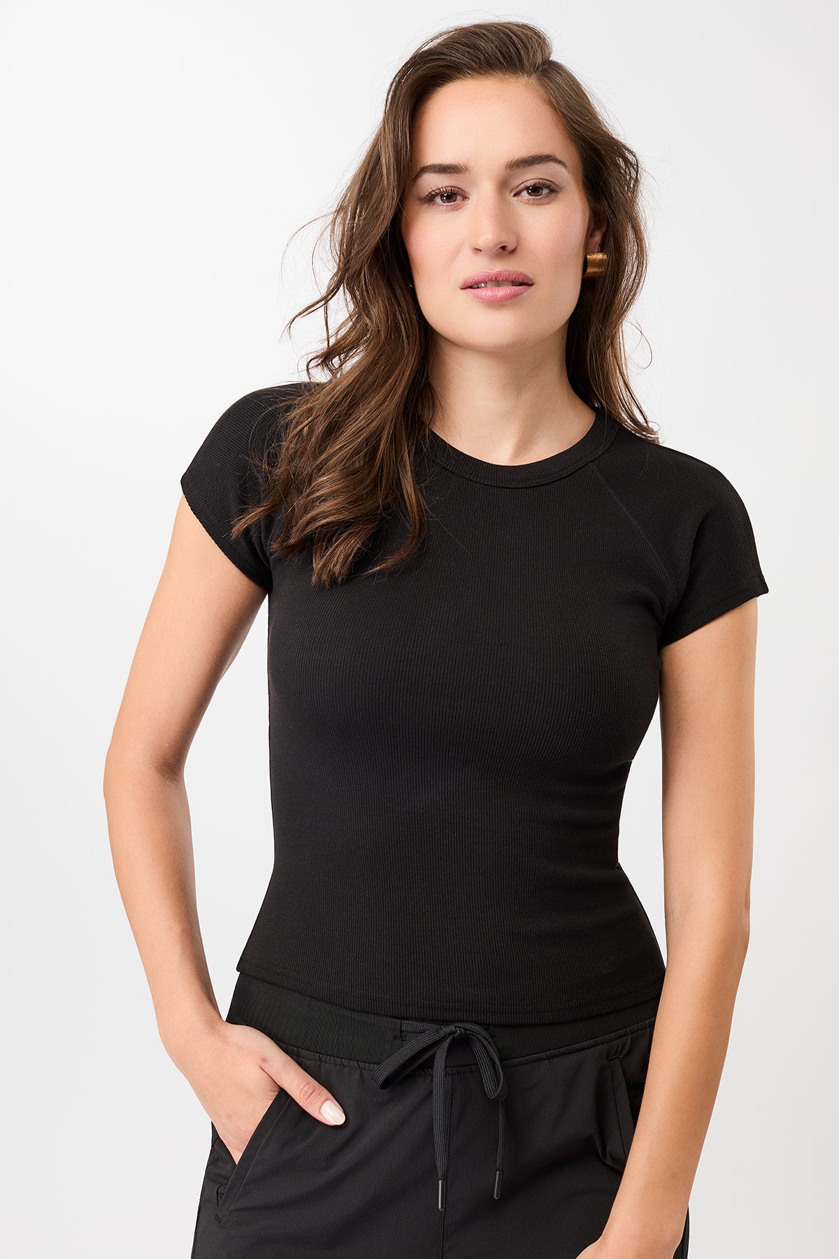 Mandala Fitness Shirt Schwarz Front - Slim Fit Ribbed Tee