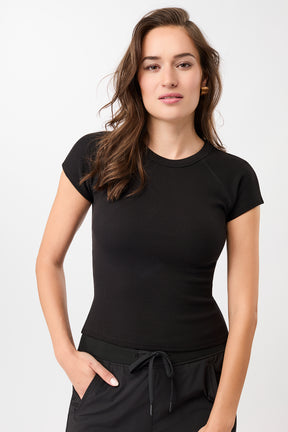 Mandala Fitness Shirt Schwarz Front - Slim Fit Ribbed Tee