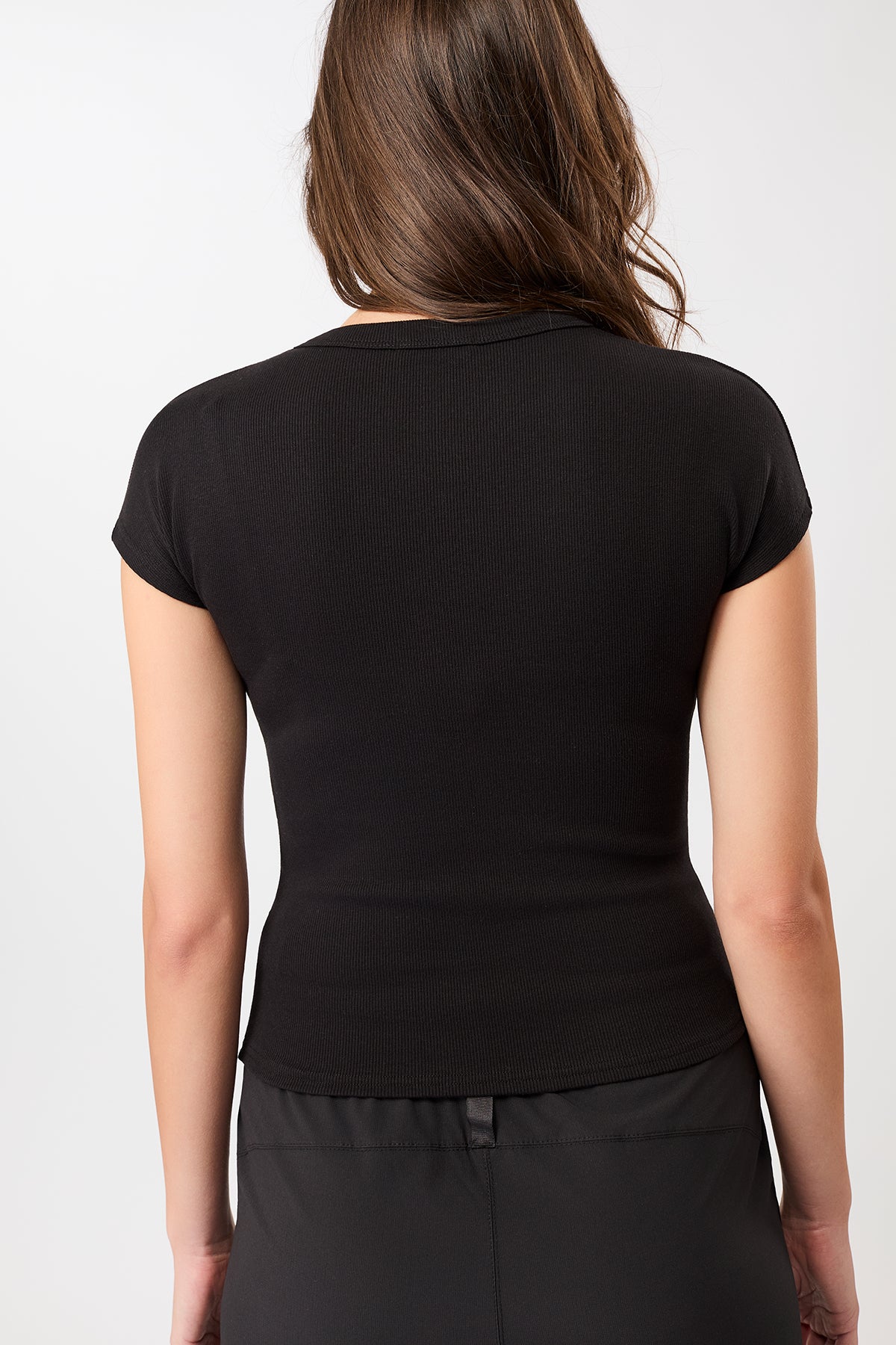 Mandala Fitness Shirt Schwarz Rückseite - Slim Fit Ribbed Tee