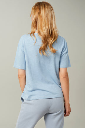 Mandala Yoga Shirt Hellblau Rückseite - Boxy T-Shirt
