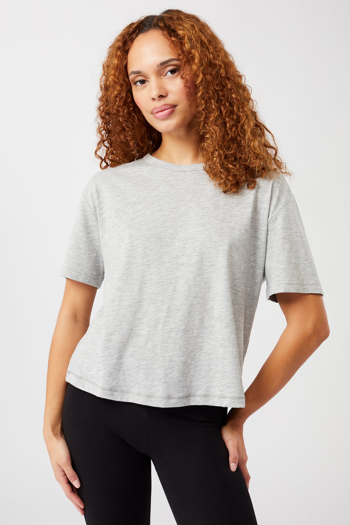 Mandala Yoga Shirt Grau Front - Boxy T-Shirt