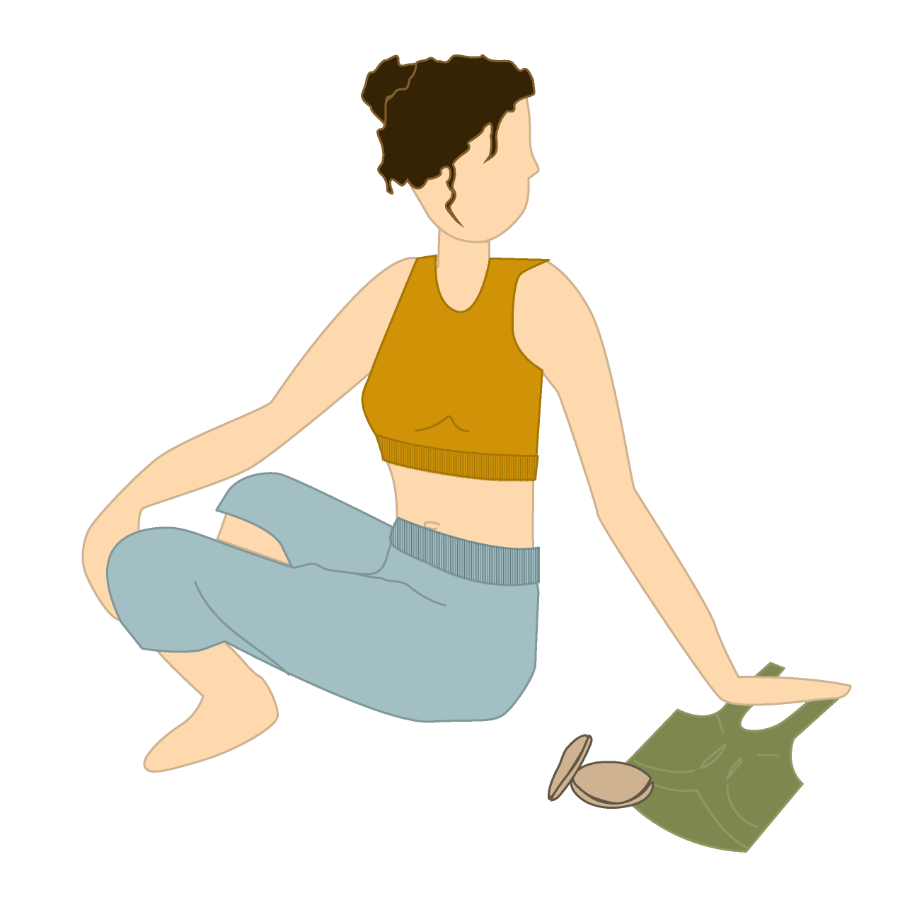 Illustration Yogini nimmt Pads aus Bra